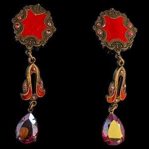 Elegant Red and Gold Dangle Earrings